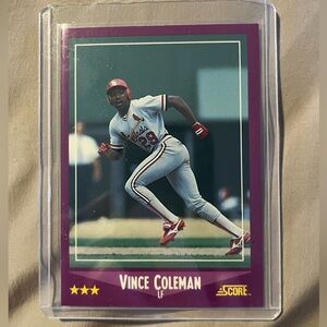 VINTAGE Vince Coleman 1988 St. Louis Cardinals Score MLB Baseball Trading Card